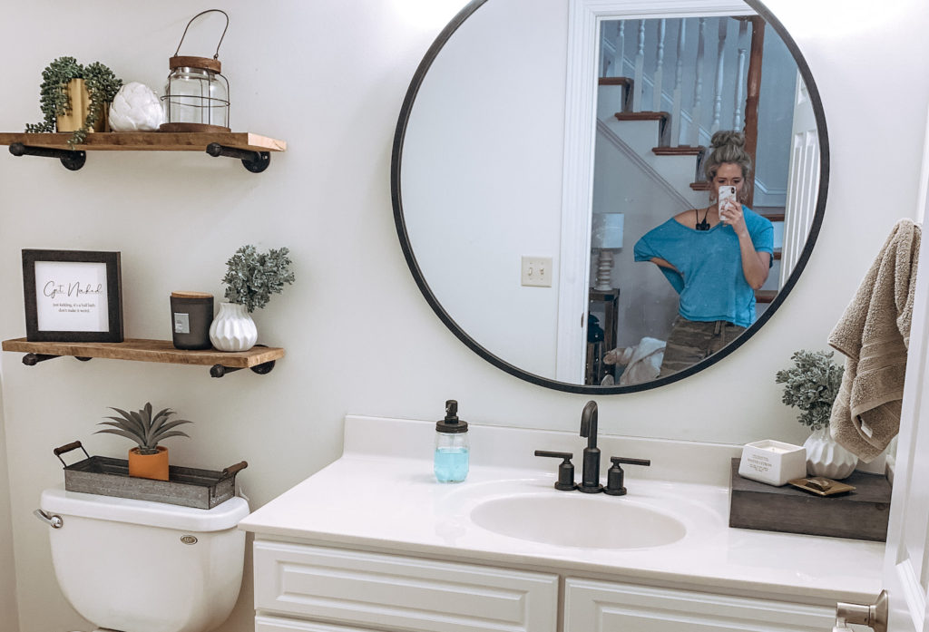 modern farmhouse powder room update - Fueling Mamahood
