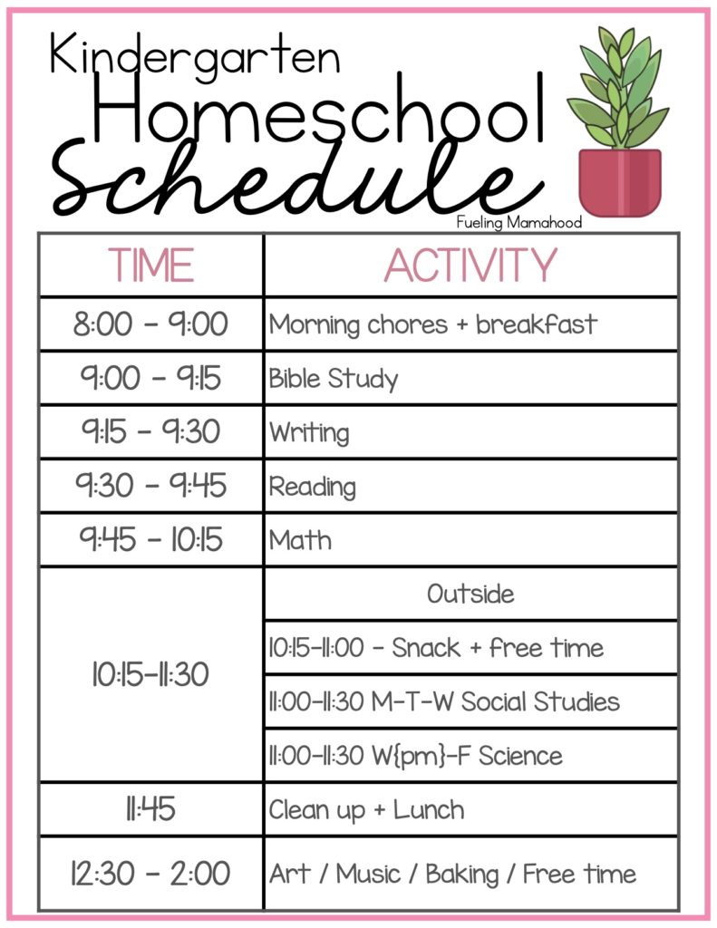Our Homeschool Schedule Preschool Kindergarten 2nd Grade Fueling